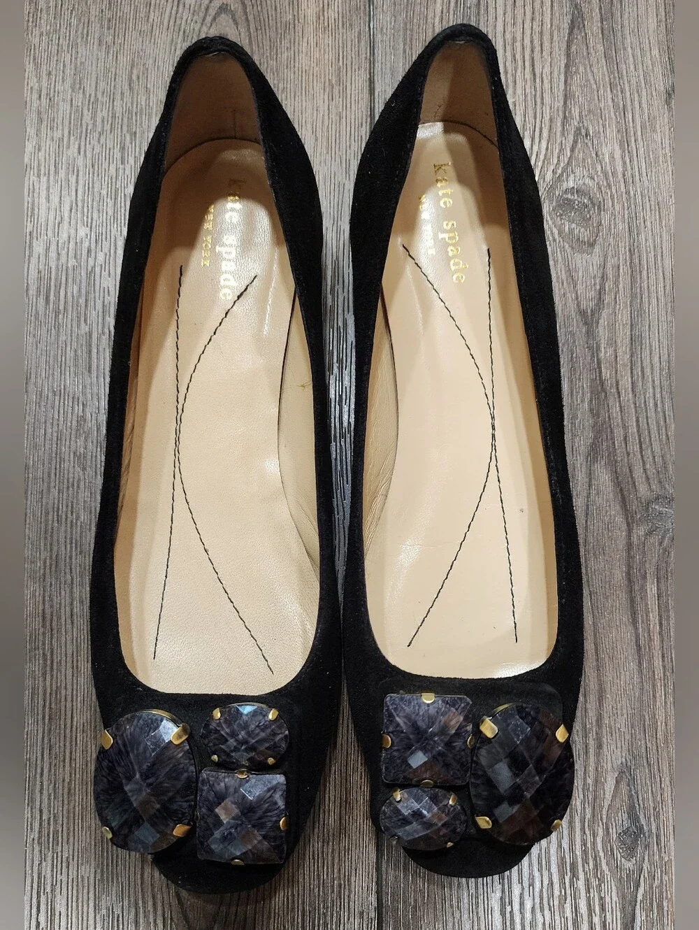 Kate Spade Suede Ebellished Flat, 7.5